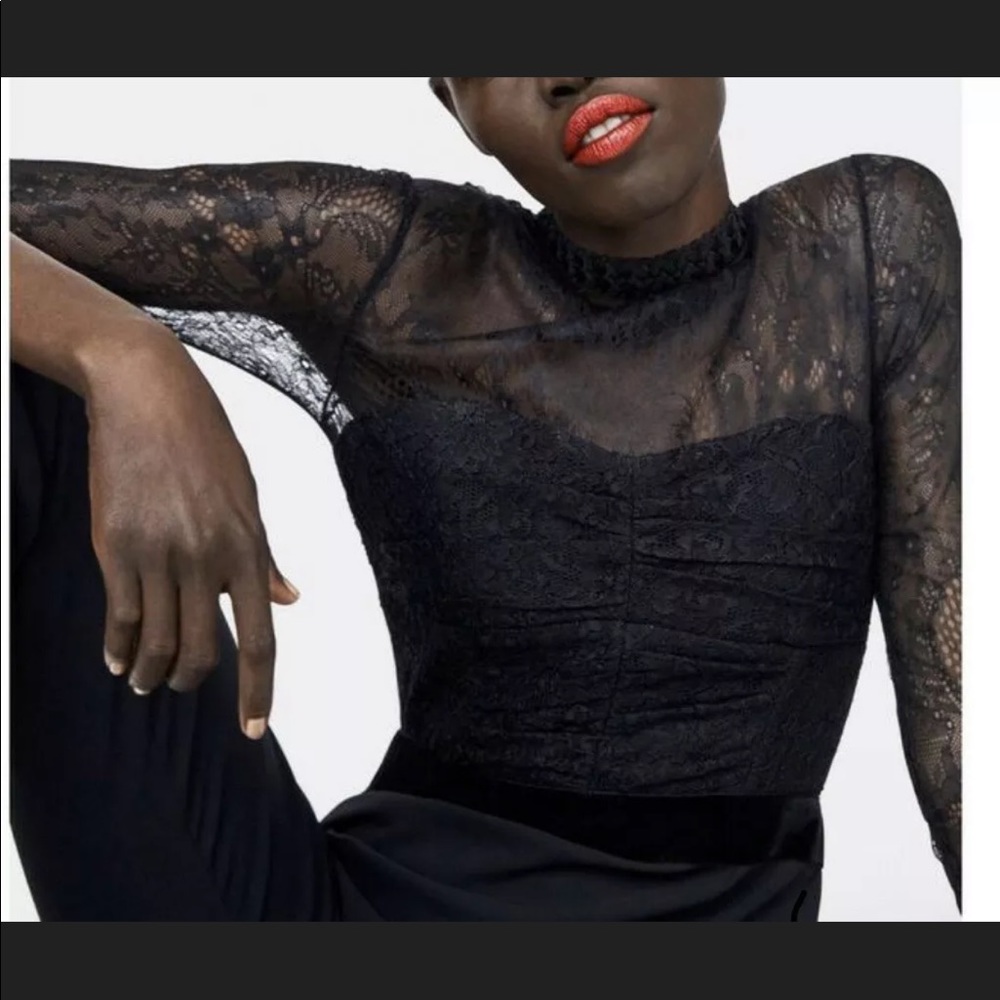 COPY - NWOT ZARA Black Lace Tuxedo Jumpsuit - Picture 2 of 9